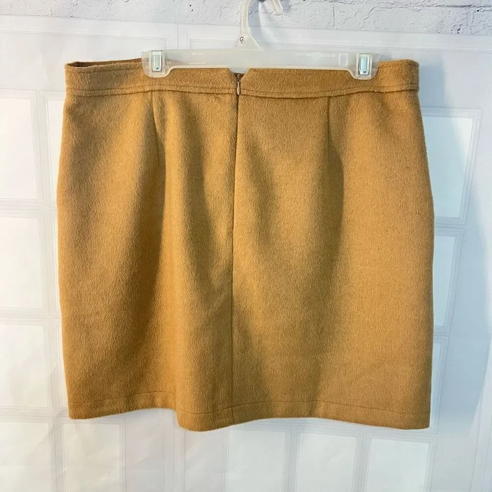 Loft camel gold button detail mini skirt size 14